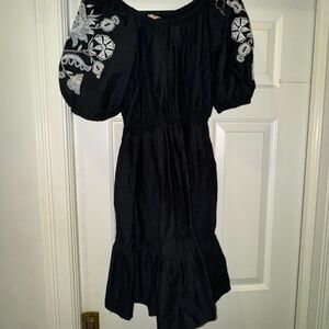 Knox Rose Black Dress with White Embroidery